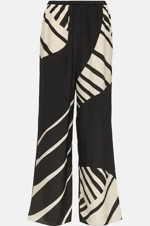 SIR Printed mid-rise silk wide-leg pants
