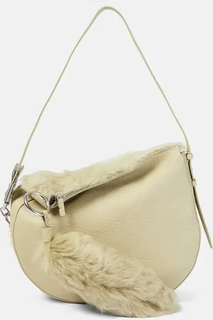 Burberry Knight Medium shearling-trimmed leather shoulder bag