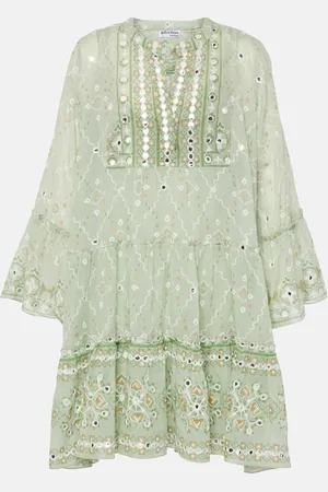 Juliet Dunn Embroidered cotton minidress