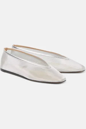 Le Monde Beryl Le Monde BÃ©ryl Luna leather-trimmed mesh ballet flats