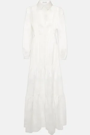 Self-Portrait Lace-trimmed cotton maxi dress