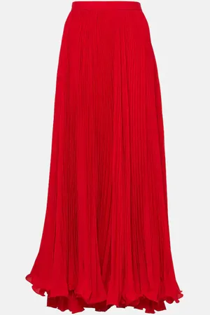 Balmain Pleated crÃªpe maxi skirt