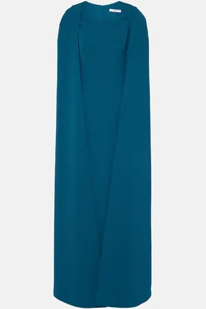 Safiyaa Cinza caped crÃªpe gown