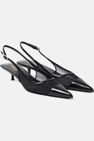 Saint Laurent Oxalis 30 leather-trimmed slingback pumps
