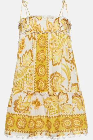Farm Rio Aura shirred floral cotton minidress