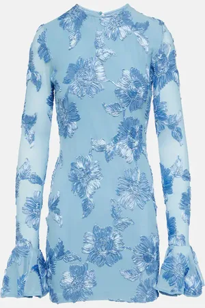 ROTATE Bridal floral-appliquÃ© mesh minidress