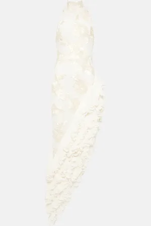 ROTATE Bridal floral-appliquÃ© maxi dress