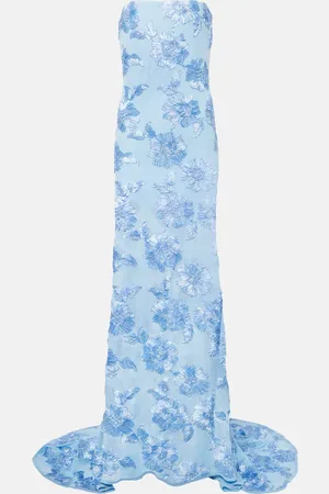 ROTATE Alberty floral-appliquÃ© mesh gown