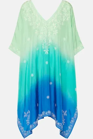 Juliet Dunn Embroidered ombrÃ© silk kaftan
