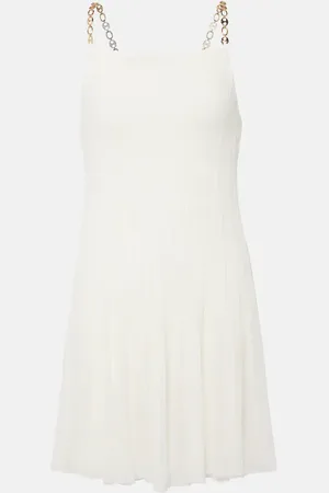 Paco rabanne Chain-detail pleated silk-blend minidress