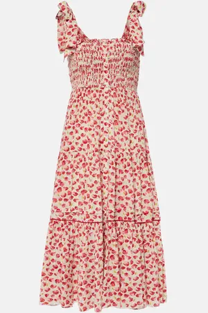 POUPETTE ST BARTH Triny polka-dot shirred midi dress