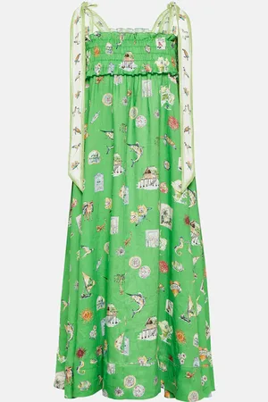 ALÉMAIS AlÃ©mais Shirred printed linen midi dress