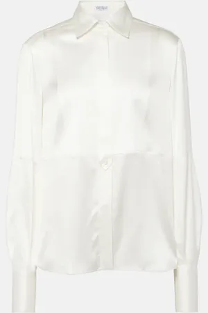 Brunello Cucinelli Silk-blend satin blouse
