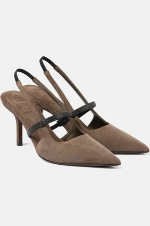 Brunello Cucinelli Monili suede slingback pumps