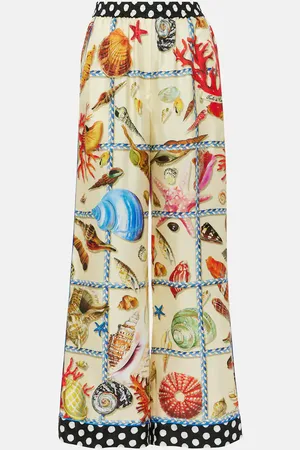Dolce & Gabbana Capri printed silk satin palazzo pants