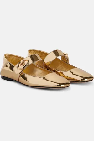 VALENTINO GARAVANI VLogo Locker mirrored leather Mary Jane flats