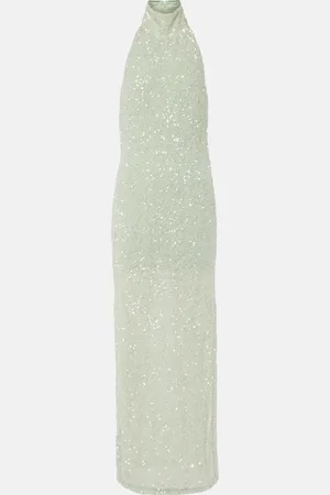ROTATE Sequined halterneck gown