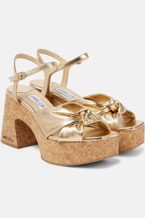 Jimmy Choo Heloise 95 metallic leather wedge sandals