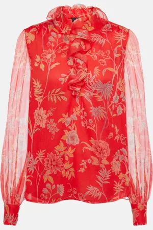 Etro Floral ruffled silk blouse