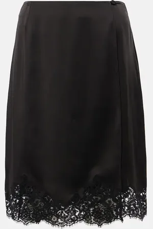 Stella McCartney Guipure lace-trimmed satin midi skirt