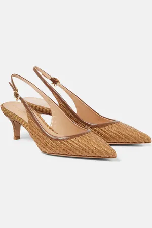 Gianvito Rossi Leith raffia slingback pumps