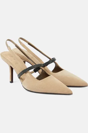 Brunello Cucinelli Monili suede slingback pumps