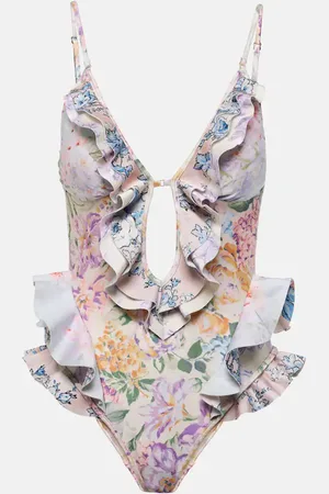 ZIMMERMANN Halliday Waterfall Frill ruffled floral swimsuit