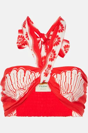 Farm Rio Ainika Shell linen-blend bra top