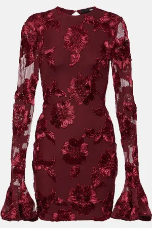 ROTATE Floral embroidered mesh minidress