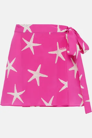 VALENTINO Printed silk wrap skirt