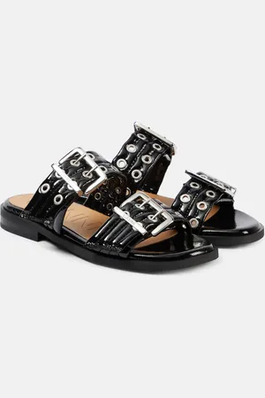 Ganni Studded patent leather sandals