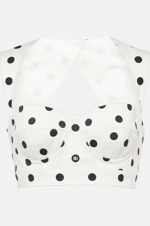 Dolce & Gabbana Polka-dot cotton-blend drill crop top