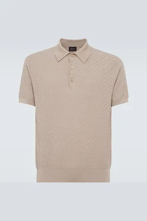 BRIONI Cotton, silk and cashmere polo shirt