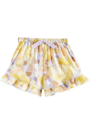 ZIMMERMANN Pop floral ruffled cotton shorts