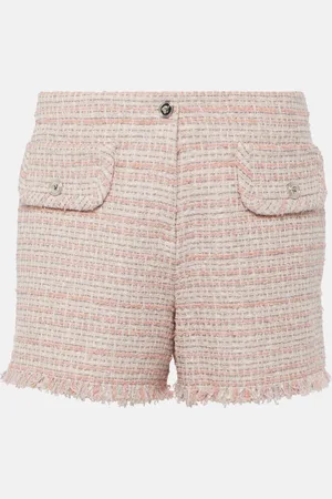 VERSACE Fringed tweed shorts
