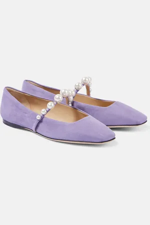 Jimmy Choo Ade embellished suede ballet flats