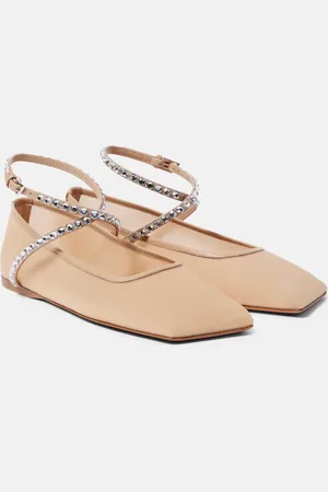 Amina Muaddi Ane embellished mesh ballet flats