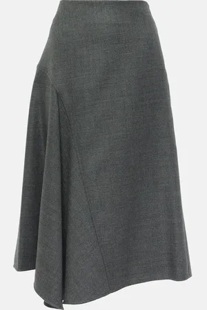 Brunello Cucinelli Asymmetric virgin wool midi skirt
