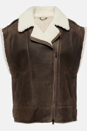 Brunello Cucinelli Shearling-lined leather vest