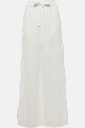 ZIMMERMANN Halliday lace-trimmed linen wide-leg pants