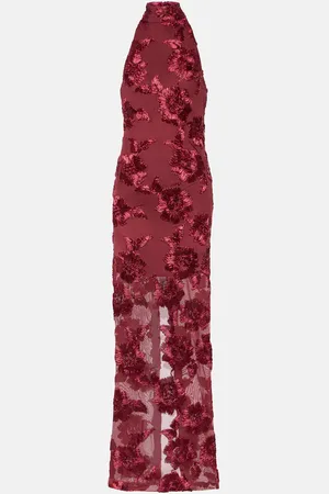 ROTATE Embroidered halterneck gown