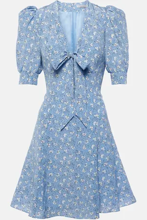 Alessandra Rich Bow-detail printed silk minidress