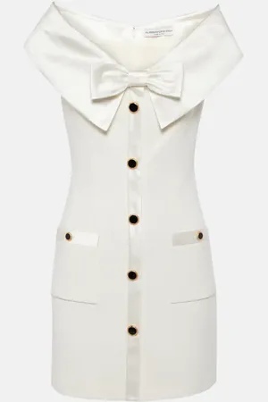 Alessandra Rich Bow-detail satin-trimmed cady minidress