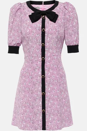 Alessandra Rich Bow-detail printed silk minidress