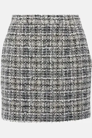 Alessandra Rich Checked lamÃ© tweed miniskirt
