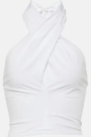 Staud Kai smocked cotton crop top
