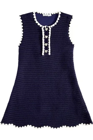 Self-Portrait Scalloped crochet cotton-blend dress