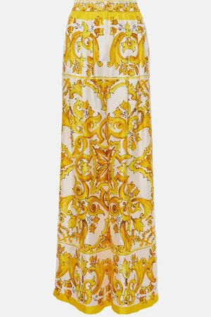 Dolce & Gabbana Majolica silk twill palazzo pants