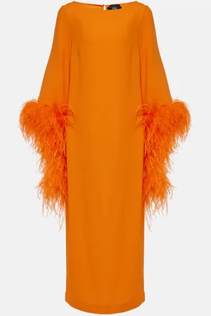 ‎Taller Marmo‎ Del Lago feather-trimmed crÃªpe cady midi dress
