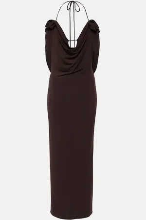 MAGDA BUTRYM Floral-appliquÃ© draped midi dress